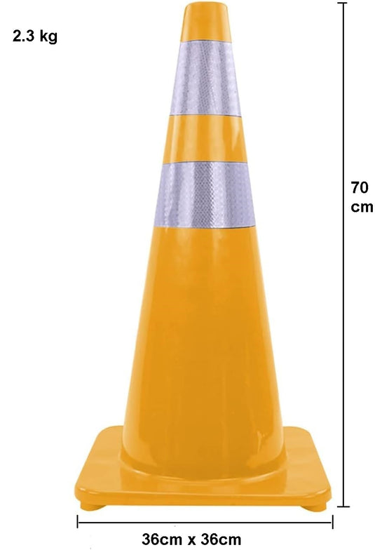 Cono Precaucion Amarillo Con 2 Reflejantes Vial 70cm