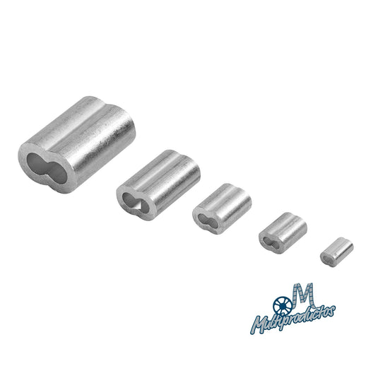 Casquillos dobles de aluminio para cables de acero - Bolsa 50 Pzas
