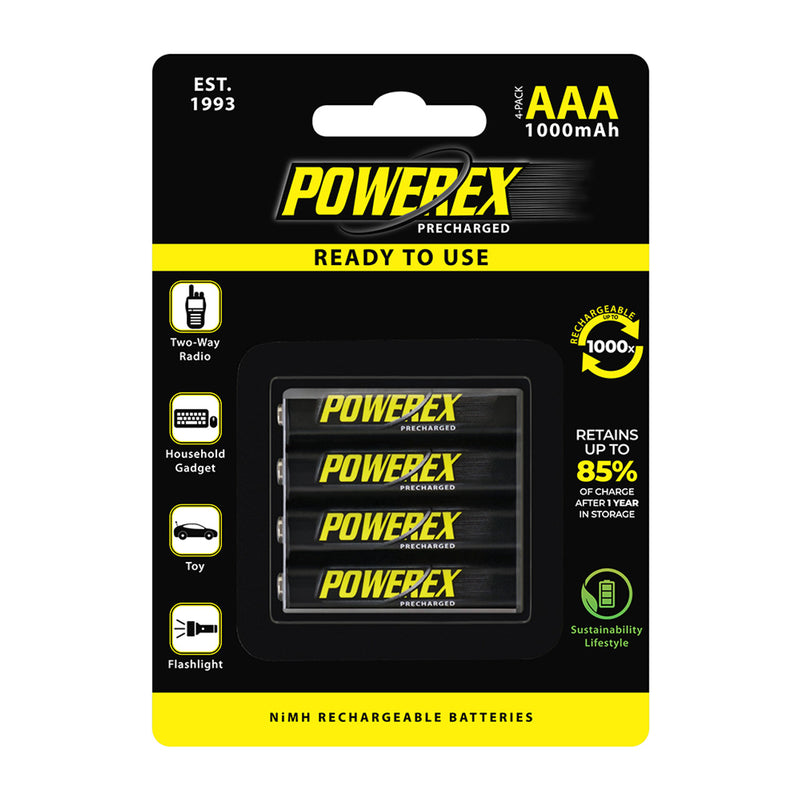 Cargue la imagen en el visor de la galería, Set de 4 Pilas recargables AAA 1000mAh Powerex
