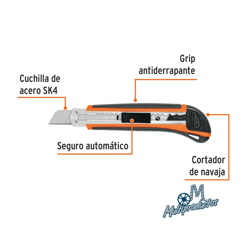 Cargue la imagen en el visor de la galería, Navaja - Cutter 18 mm profesional con alma metálica y grip
