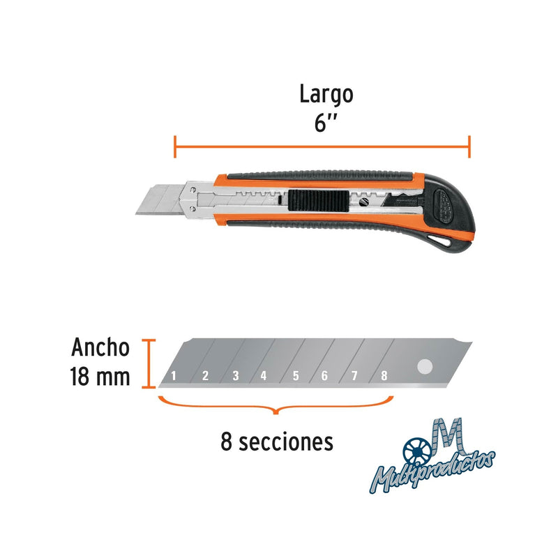 Cargue la imagen en el visor de la galería, Navaja - Cutter 18 mm profesional con alma metálica y grip
