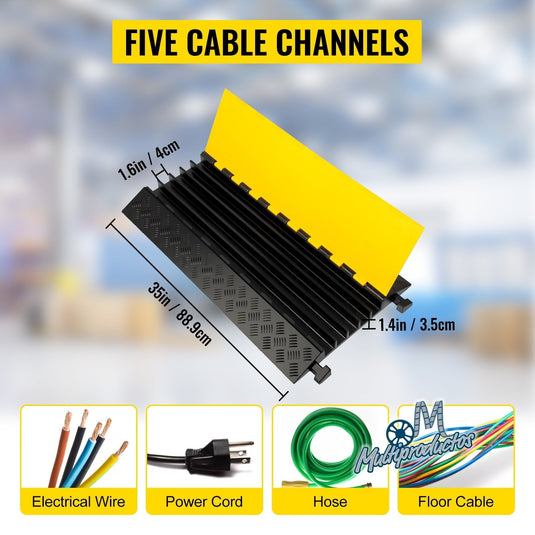 Protector de Cables Piso 5 Canales 95x50x5 cm, Soporta 30,000 Kg