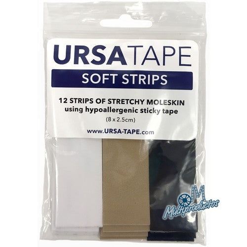 Moleskin Tape Soft Strip Multi-Pack 12 pzas 4 White, 4 Black, 4 Beige